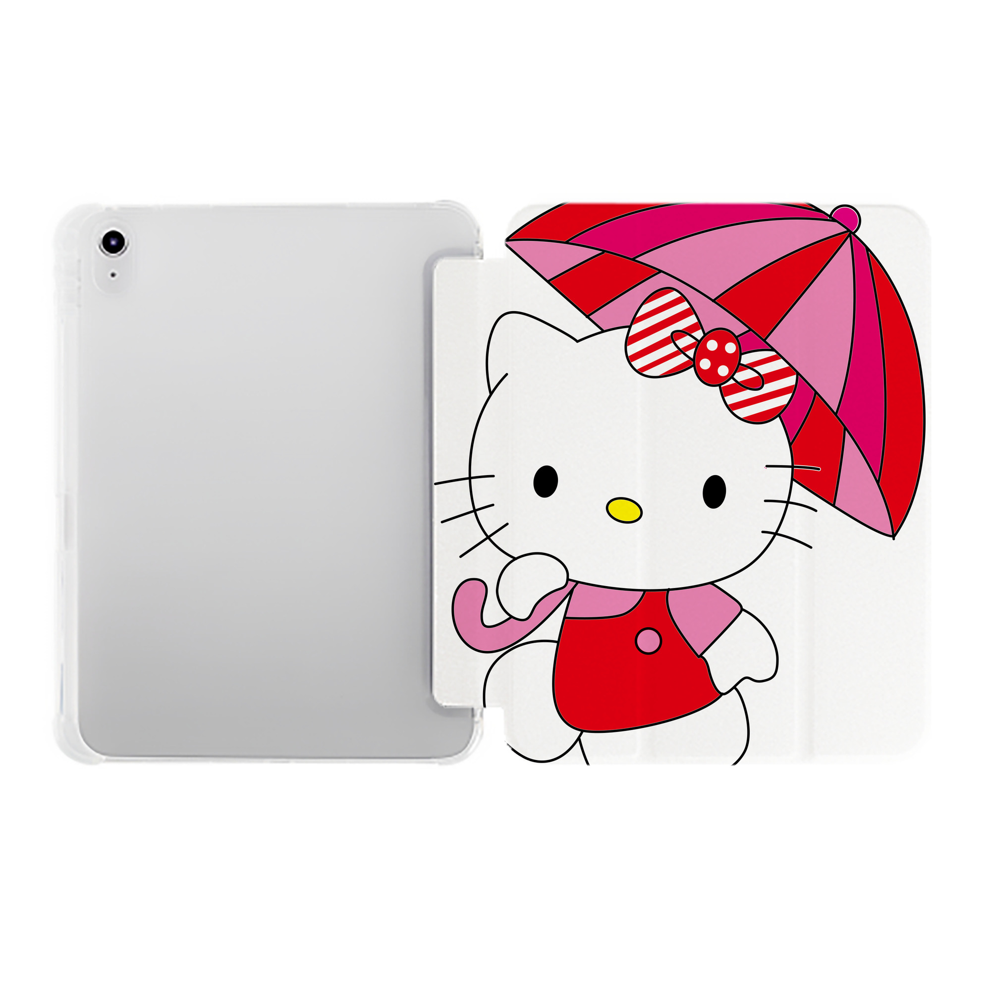 （画像用） Hello Kitty ハローキティ IPad ケース ペン収納付き 三つ折りスタンド PUレザー×シリコン 対応機種9.5/10.5/10.9インチ